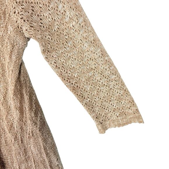 Romantic Crochet Duster Women SIZE MEDIUM Kimono Ivory Open Cardigan Vtg - Picture 4 of 14